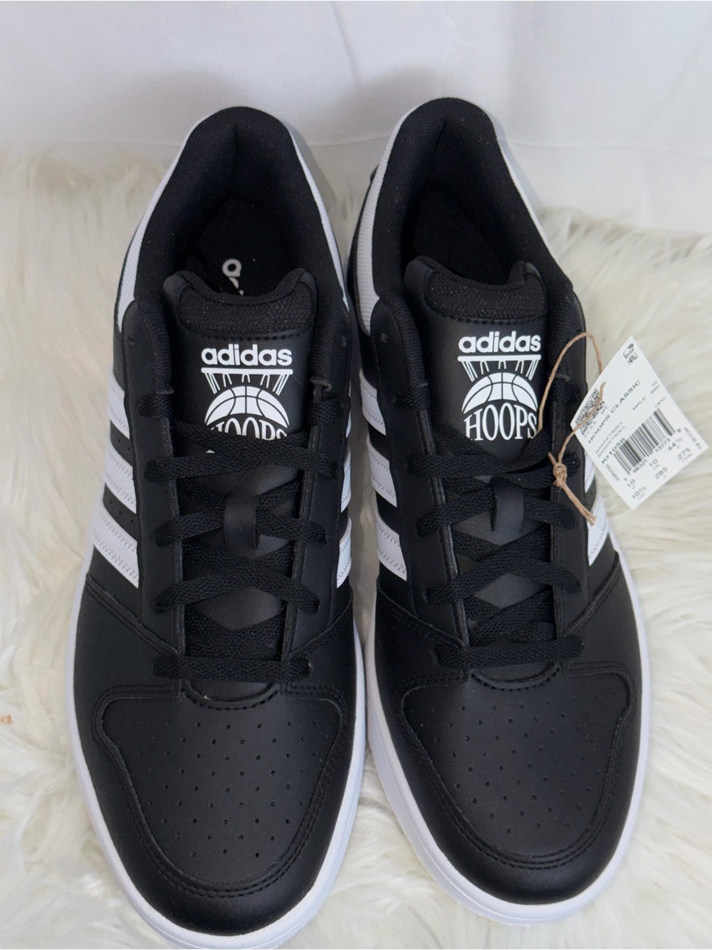 adidas Hoops Classic Men’s Sneakers Black White Basketball Shoes Size 10.5